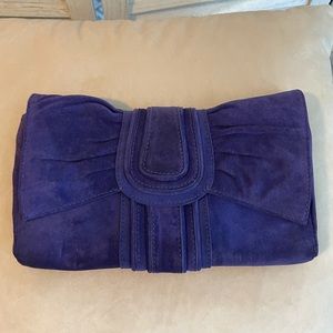 Elaine Turner purple suede clutch worn once